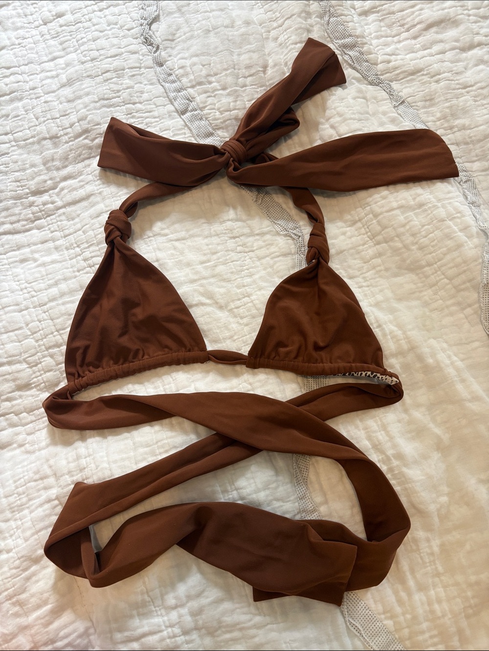 acacia swimwear brown tie Bikini Top